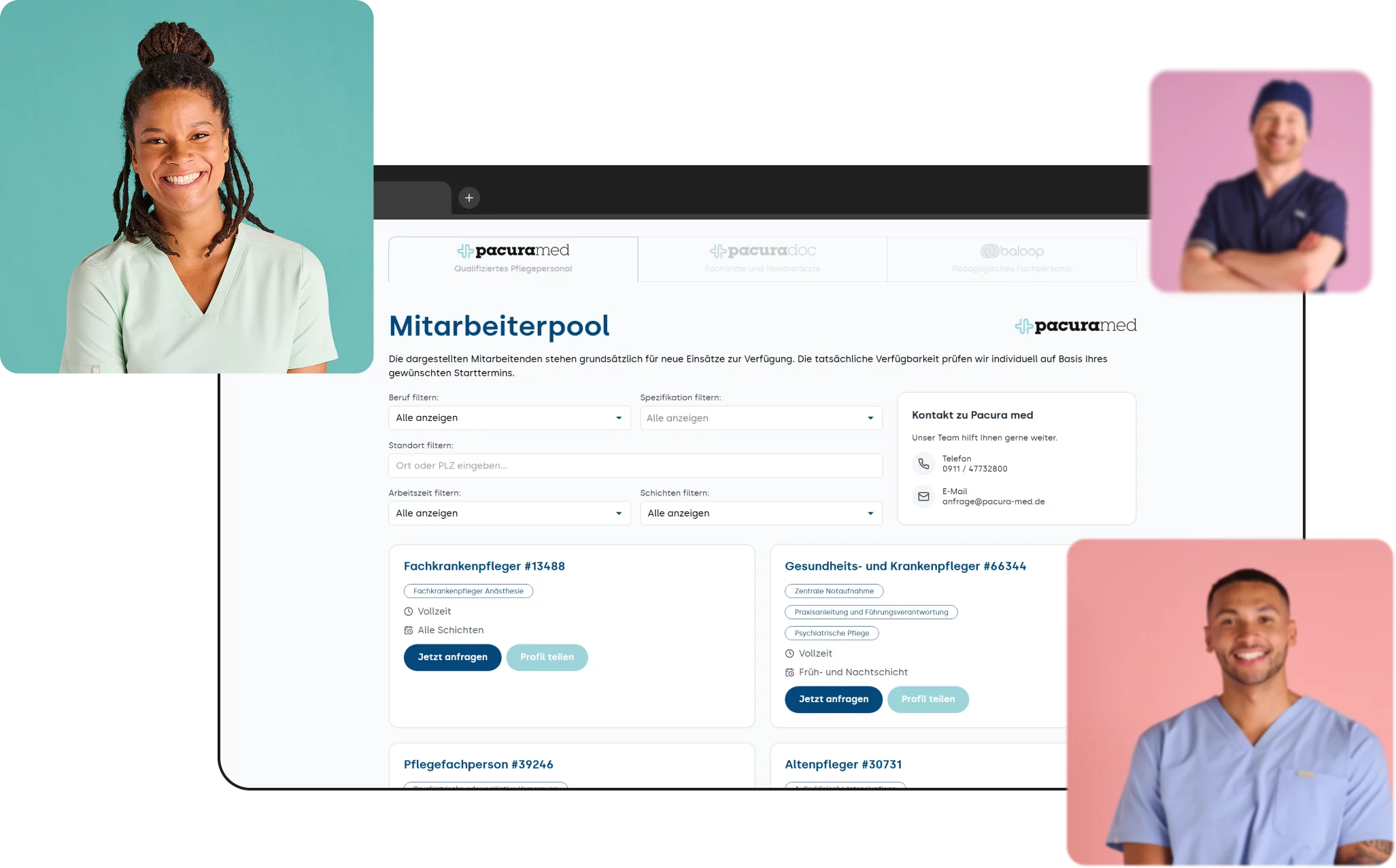 Ansicht unseres Mitarbeiterpools – Finden Sie examinierte Pflegekräfte Ansicht unseres Mitarbeiterpools - Finden Sie examinierte Pflegekräfte